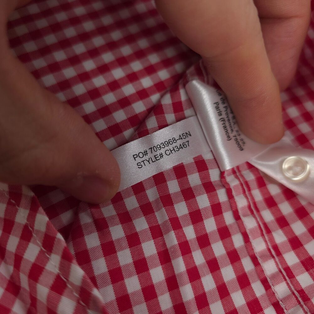 NWT Lacoste Regular Fit Check Sport Shirt Goji Red White Plaid Preppy Academia - Picture 8 of 11